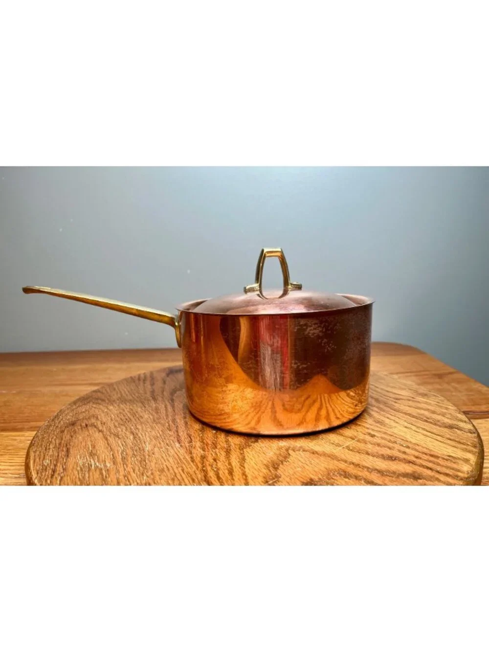 Vintage  Paul Revere Ware  2 quart  Copper Saucepan With Lid Bicentennial Brass
